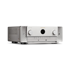 A silver and gold Marantz Cinema 50 Series 2 AV Receiver with white control knobs and a black center display, shown from a three-quarter angle on a white background.