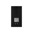 A black wood-grain Mission 700 Bookshelf Speaker shown from the rear against a plain white background, featuring a silver metal label with the 'mion' brand name and two terminal screws at the bottom.