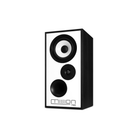 A Mission 700 bookshelf speaker with a white front panel, black side panel, and three black drivers, shown on a plain white background.