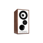 A single Mison 700 bookshelf speaker with a walnut wood-grain cabinet, white front baffle, and black drivers, shown on a plain white background.