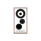 Mission 700 Bookshelf Speaker with a white faceplate, three black drivers, and a brown wood-grain frame, shown against a plain white background.