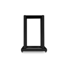 A black metal Mission 700 Bookshelf Speaker Stand with a rectangular open center and small caster wheels at the base, shown against a plain white background.