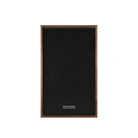 A front-facing Mission 750 Bookshelf Speaker with a black fabric grille and a medium brown wood frame, shown against a plain white background.