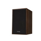 A wooden Mission 750 Bookshelf Speaker with a dark brown wood-grain finish and a black front grille, shown at a three-quarter angle on a plain white background.
