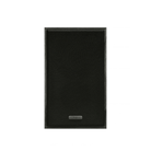 A black rectangular Mission 750 Bookshelf Speaker with a textured grille and a small silver metal brand badge near the bottom center, isolated on a white background.