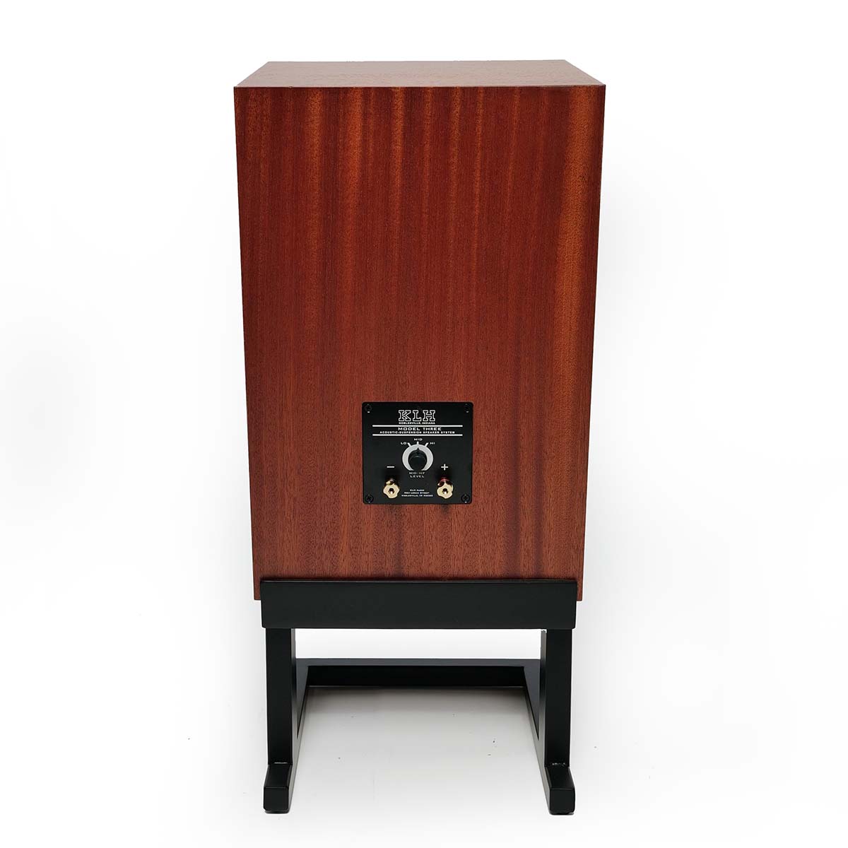 KLH Model Three Acoustic Suspension Loudspeakers - single mahogany speaker rear view