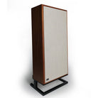 KLH Model Seven Acoustic Suspension Loudspeakers - single walnut speaker with grille angled right