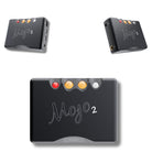 Chord Electronics Mojo 2 DAC/Headphone Amp - front view of three units at top left, top right and bottom center of image