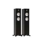 Pair of black Monitor Audio Bronze 300 7G Flagship Two and a Half-way Floor Standing Speaker 