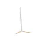 A modern minimalist Monitor Audio Radius Floor Stand 4G with a tall white cylindrical stem and three light natural wood legs, shown against a solid white background.