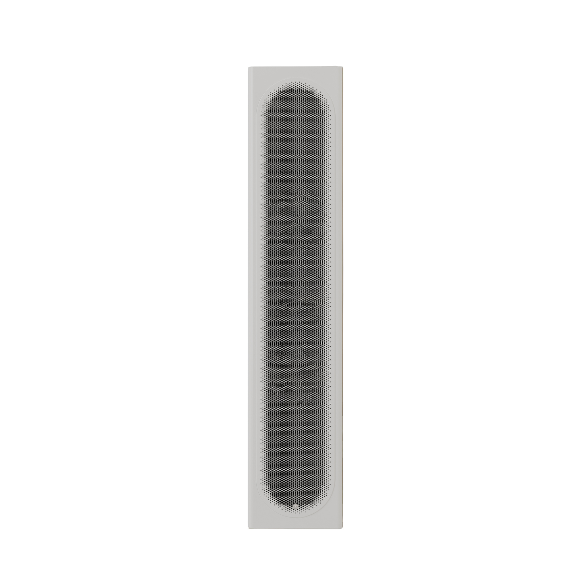 A long, narrow rectangular Monitor Audio Radius On Wall 4G 2-way LCR Speaker with a dark gray textured center and a light gray border, shown vertically on a plain white background.