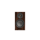 A single Monitor Audio Silver 50 8G Compact 2-way Bookshelf Speaker with a dark brown wood-grain finish and dual drivers, shown against a solid white background.