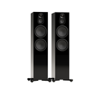 A pair of tall, black Monitor Audio Silver Silver 500 8G 3-way Floor Standing Speakers with three drivers each, shown on a plain white background.