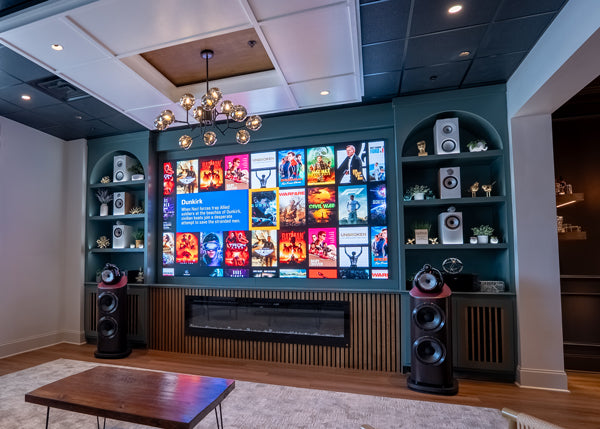 Video wall in a modern living room.