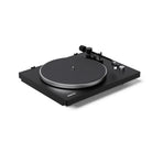 Black turntable on a white background