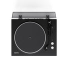 Black turntable with Kanto branding on a white background