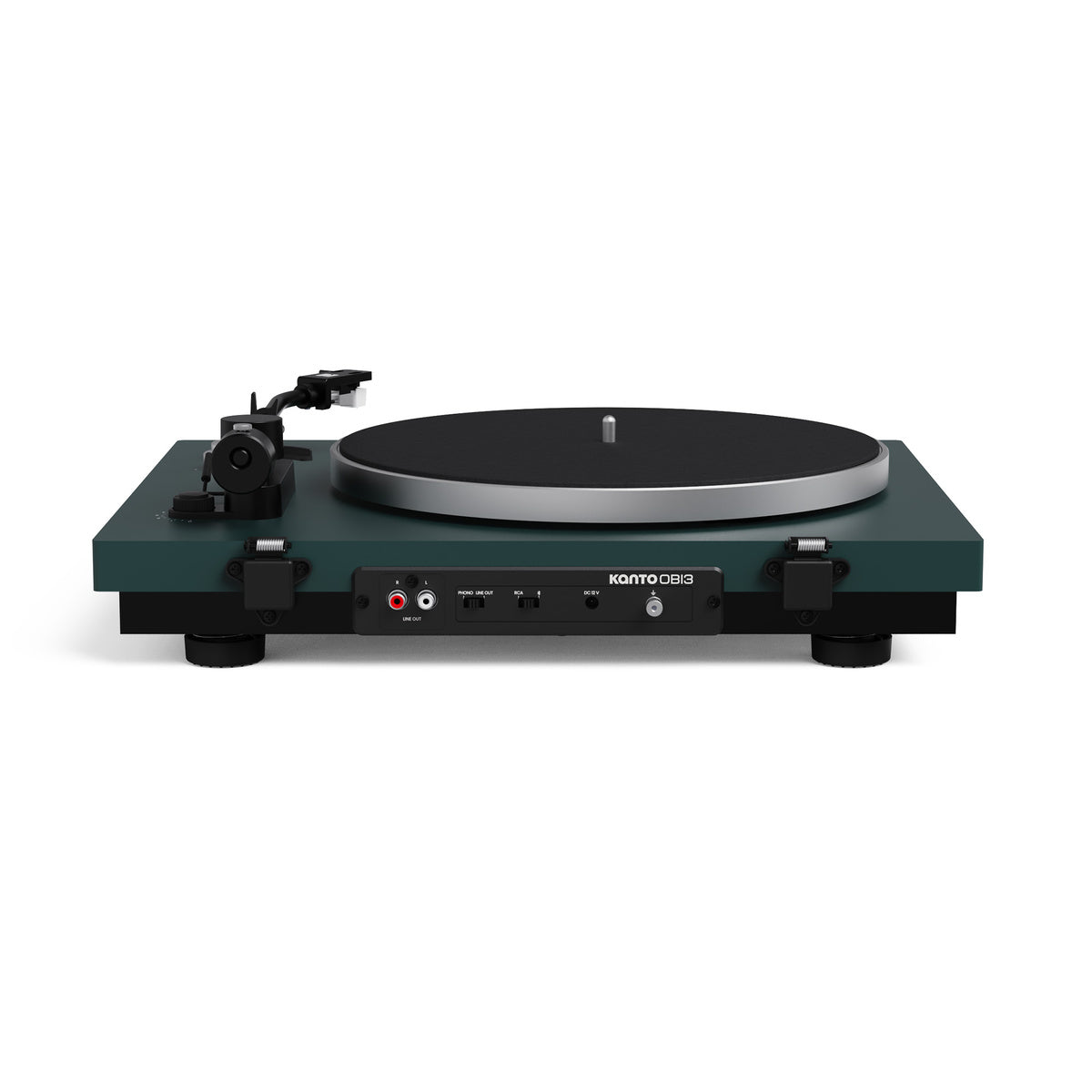 Green turntable with Kanto branding on a white background