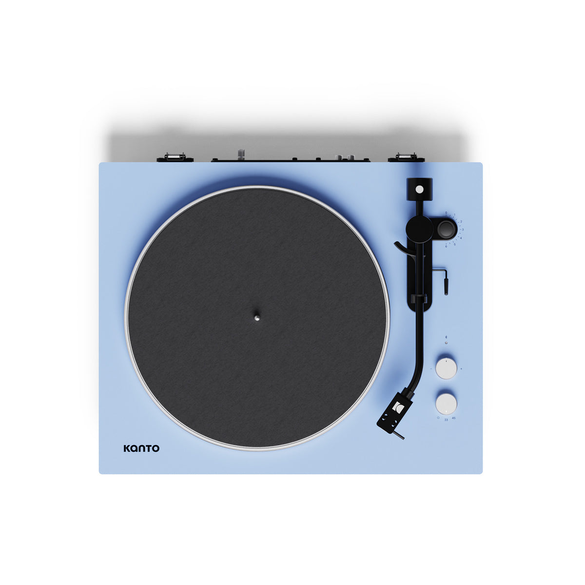Blue Kanto turntable on a white background