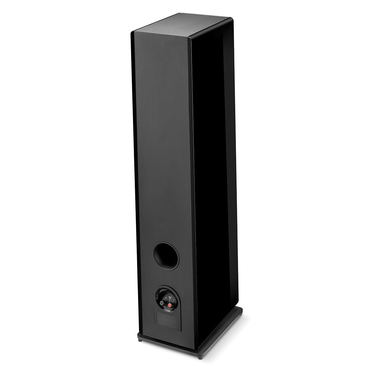Focal Omada N°3 Floor Standing Speaker - Black High Gloss - single speaker rear view angled left