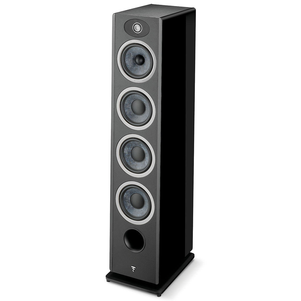 Focal Omada N°3 Floor Standing Speaker - Black High Gloss - single speaker no grille angled left