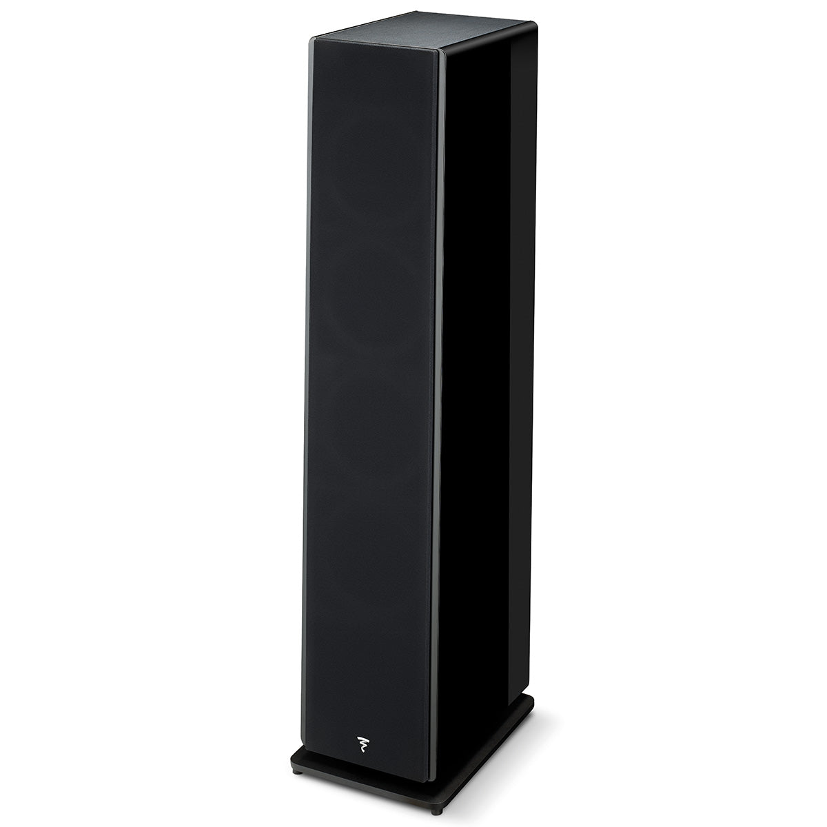 Focal Omada N°3 Floor Standing Speaker - Black High Gloss - single speaker with grille angled left