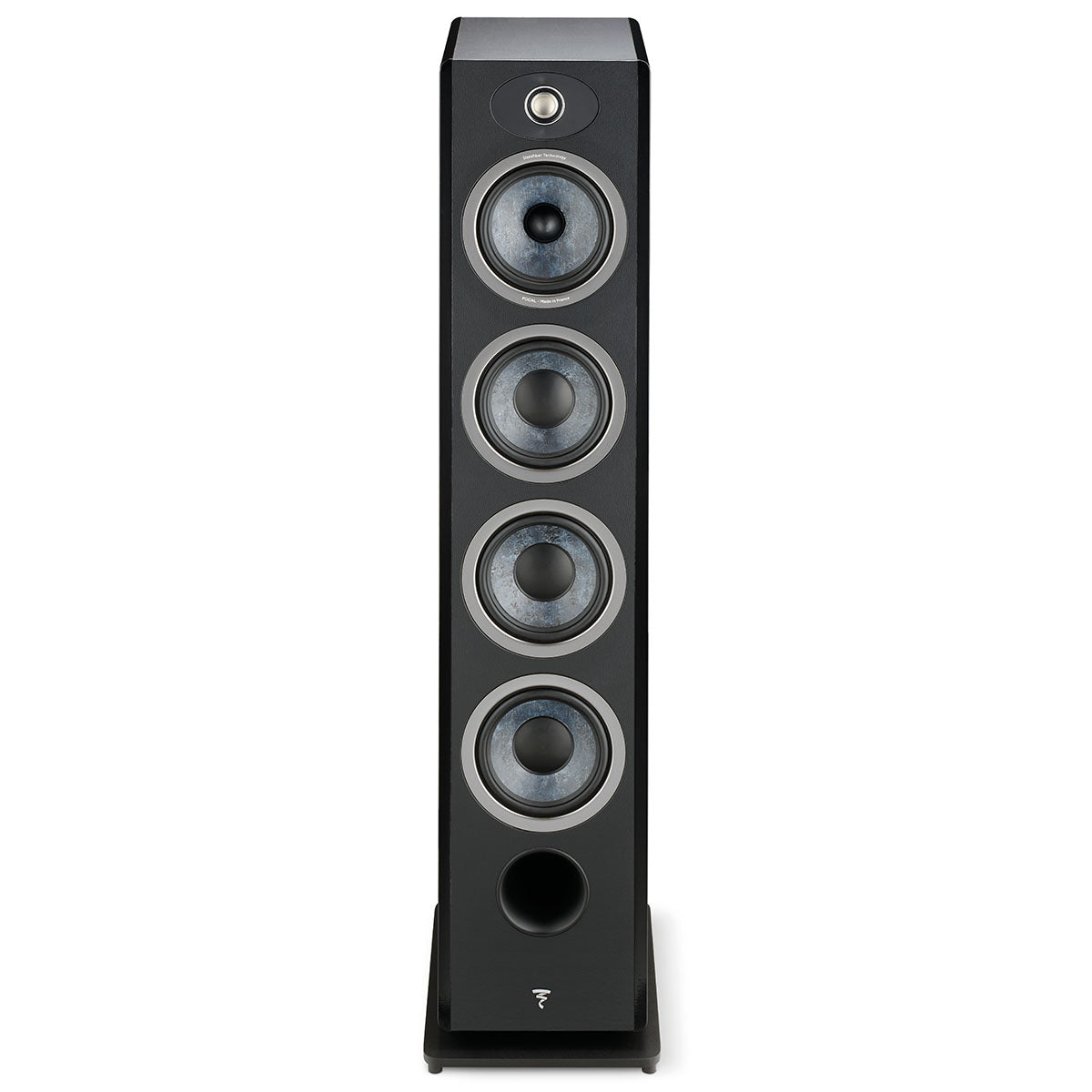 Focal Omada N°3 Floor Standing Speaker - Black High Gloss - single speaker no grille front view