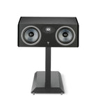 Focal Omada Center Channel Speaker - Black High Gloss - single speaker front view on speaker stand no grille
