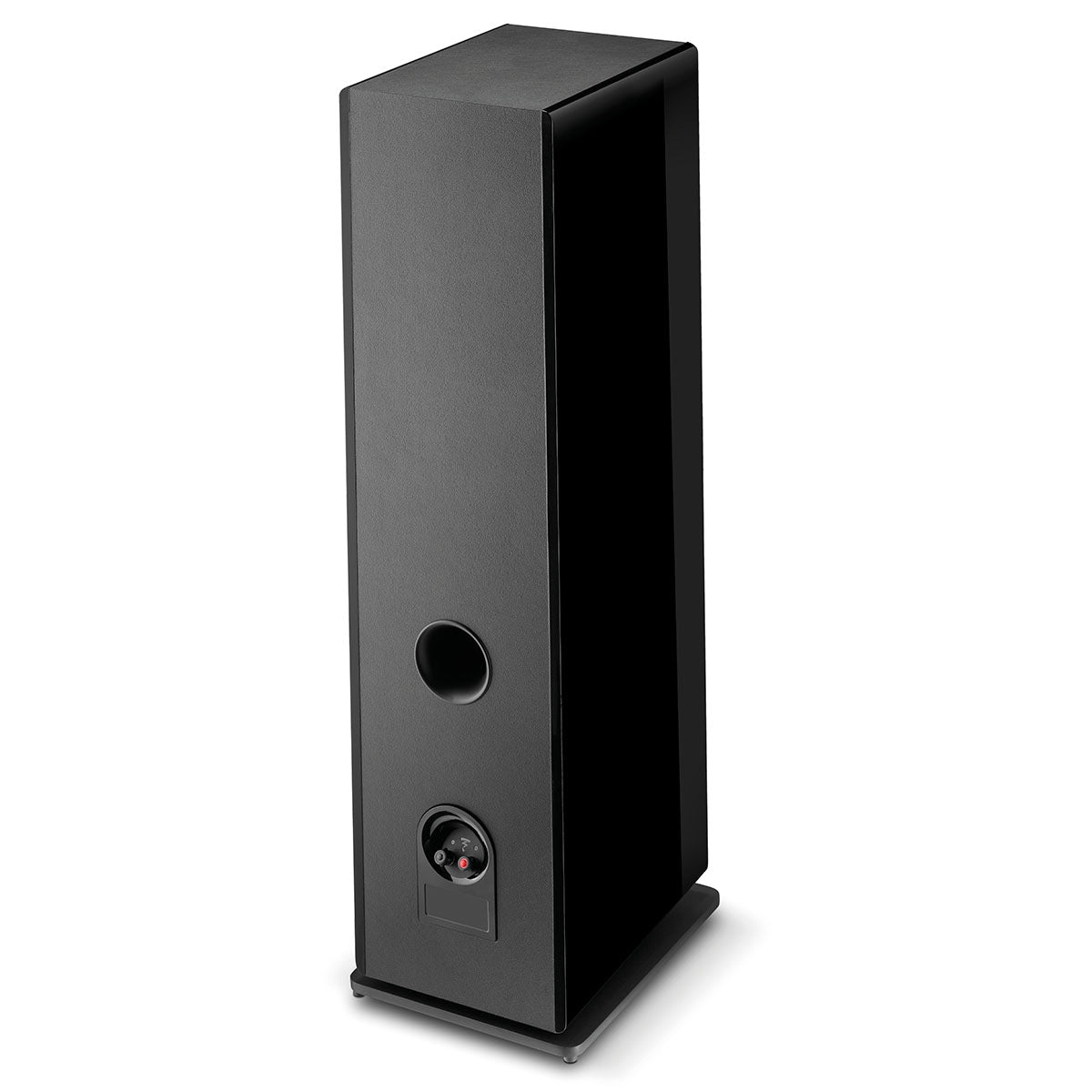 Focal Omada N°4 Floor Standing Speaker - Black High Gloss - single speaker rear view angled left