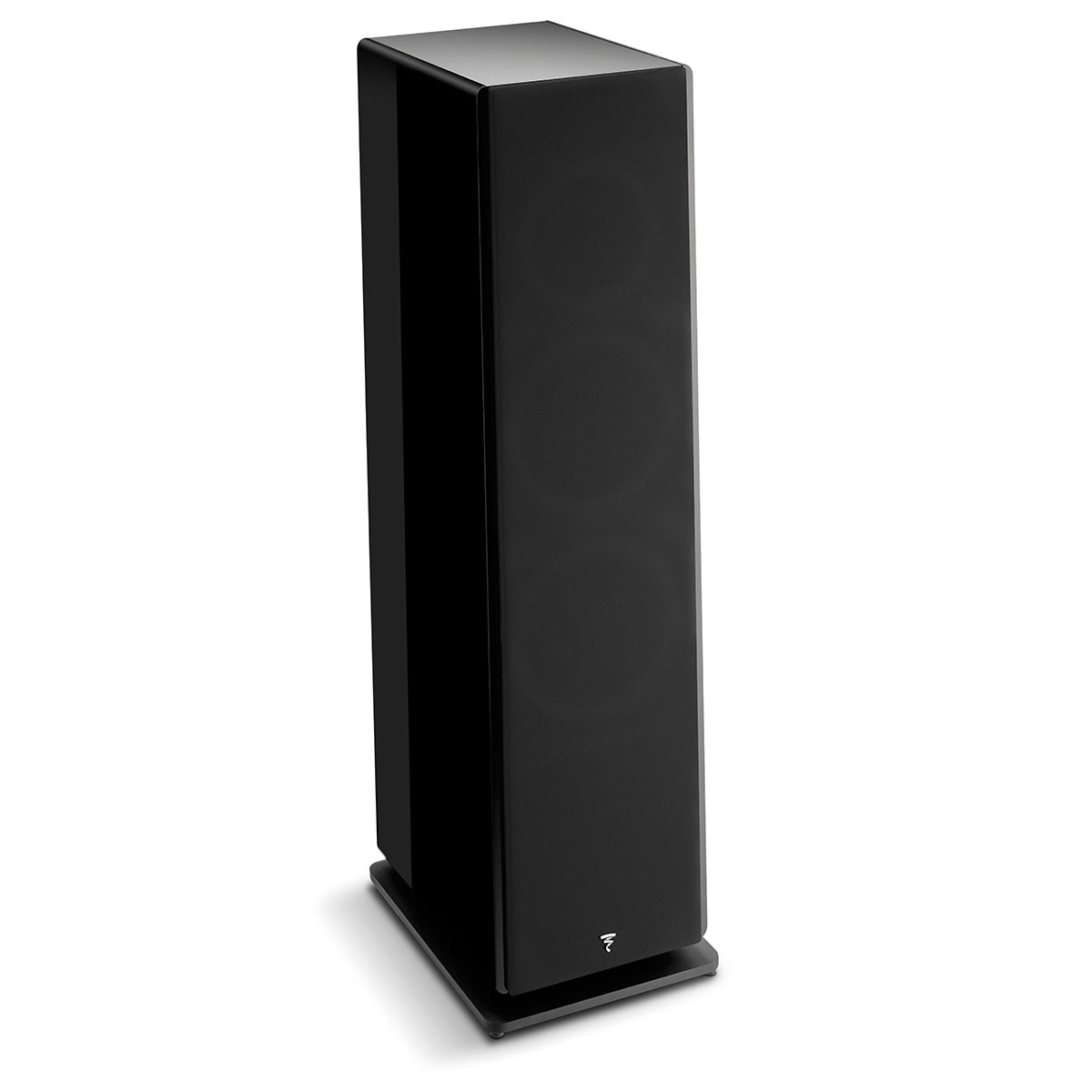 Focal Omada N°4 Floor Standing Speaker - Black High Gloss - single speaker with grille angled right