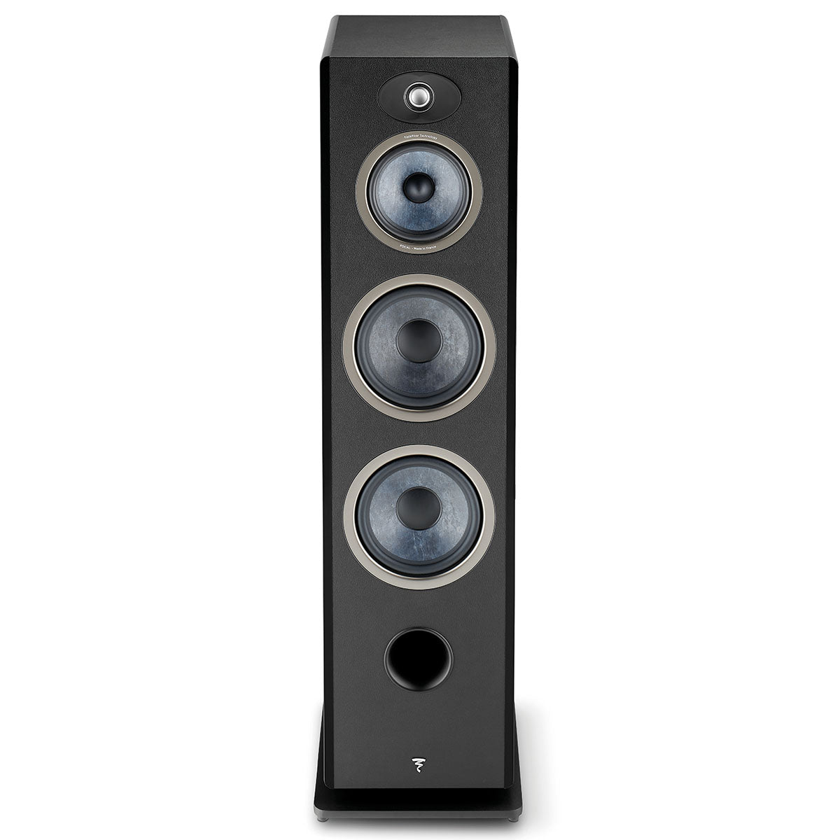 Focal Omada N°4 Floor Standing Speaker - Black High Gloss - single speaker no grille front view
