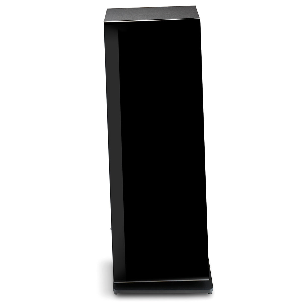 Focal Omada N°4 Floor Standing Speaker - Black High Gloss - single speaker side view facing right no grille