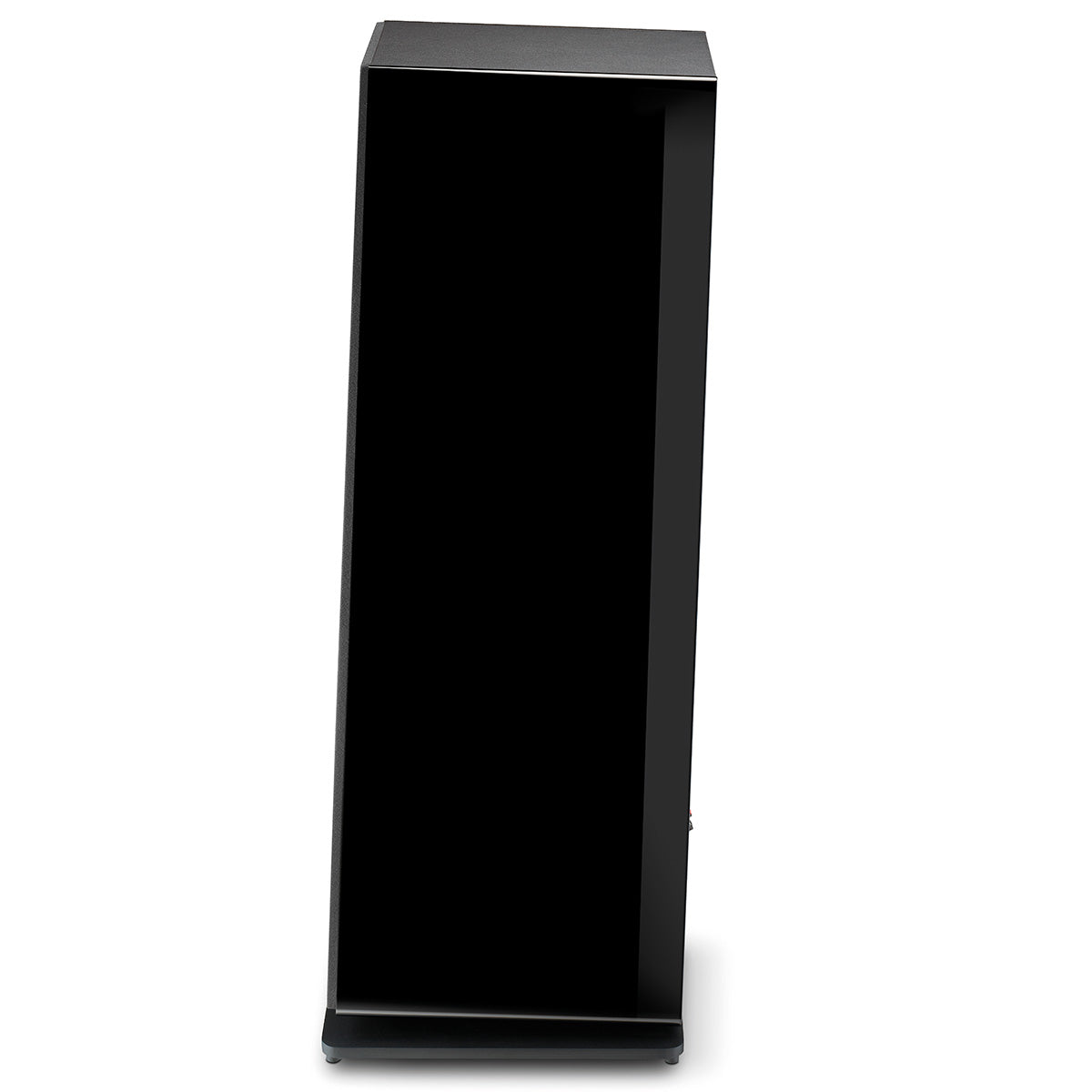 Focal Omada N°4 Floor Standing Speaker - Black High Gloss - single speaker side view facing left with grille