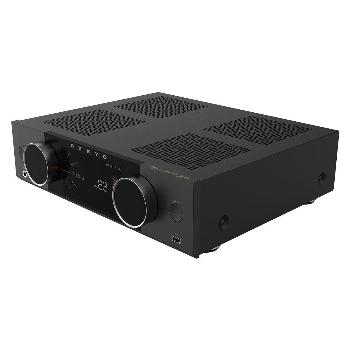 Onkyo Muse Y-40 Network Integrated Amplifier - Black - front top and side view angled left