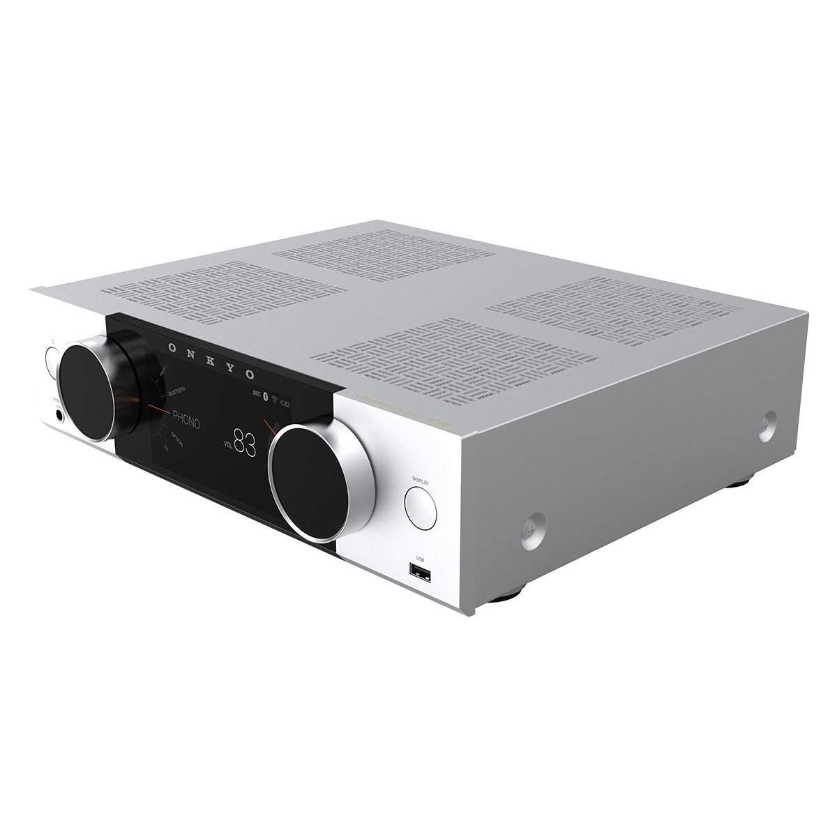 Onkyo Muse Y-40 Network Integrated Amplifier - Silver - front top and side view angled left