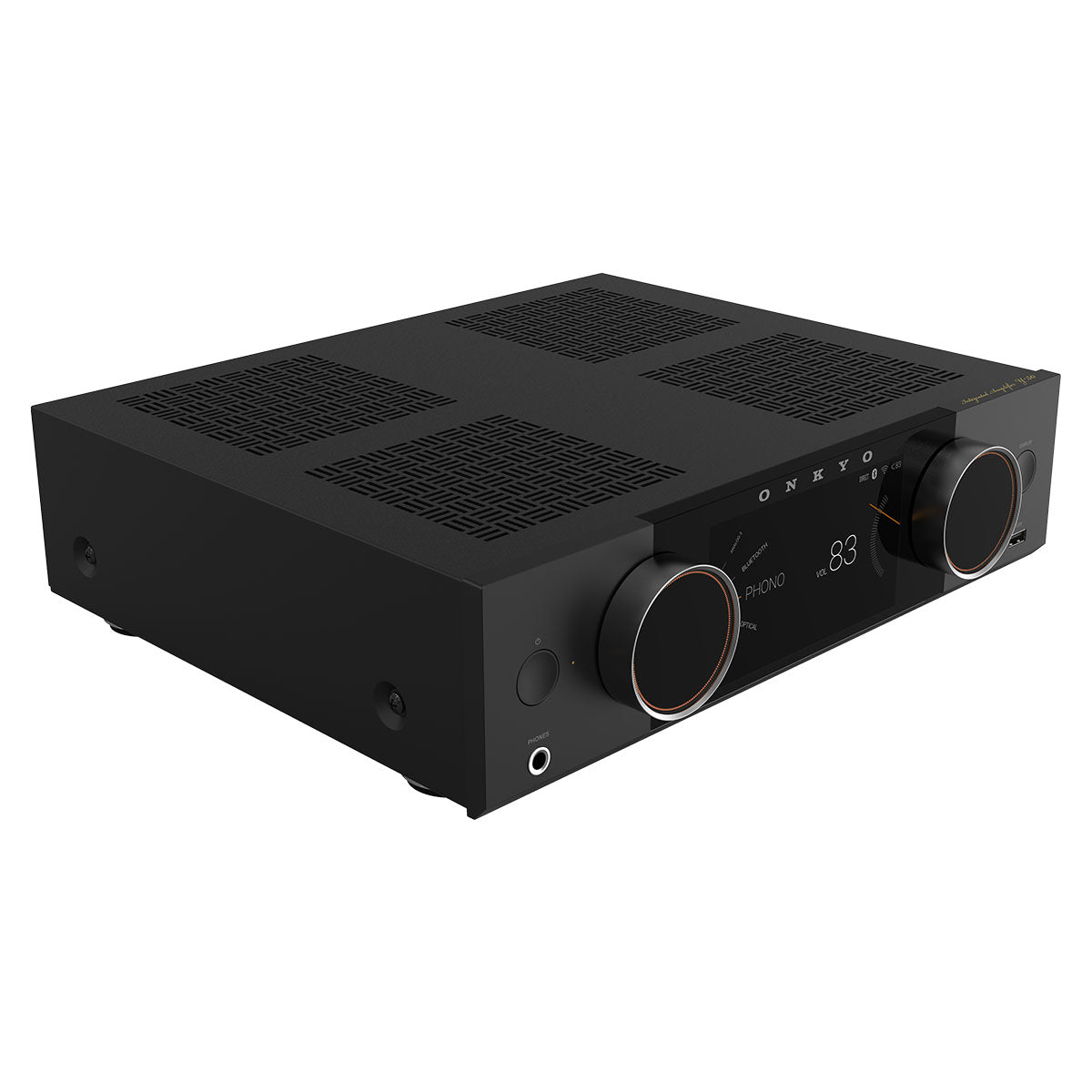 Onkyo Muse Y-50 Network Integrated Amplifier - Black - front top and side view angled right