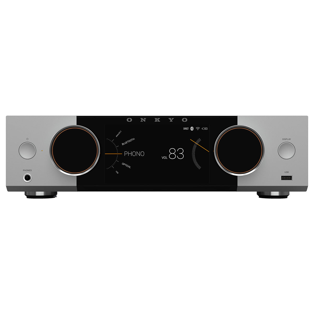 Onkyo Muse Y-50 Network Integrated Amplifier - Silver - front view angled left