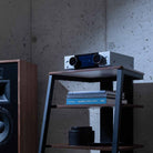 Onkyo Muse Y-40 Network Integrated Amplifier - Silver - lifestyle photo of unit on cabinet facing left