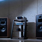 Onkyo Muse Y-40 Network Integrated Amplifier - Silver - lifestyle photo of unit on cabinet facing left