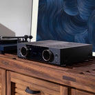 Onkyo Muse Y-50 Network Integrated Amplifier - Black - lifestyle view of unit on cabinet facing left