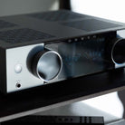 Onkyo Muse Y-50 Network Integrated Amplifier - Silver - lifestyle view of unit on shelf closeup
