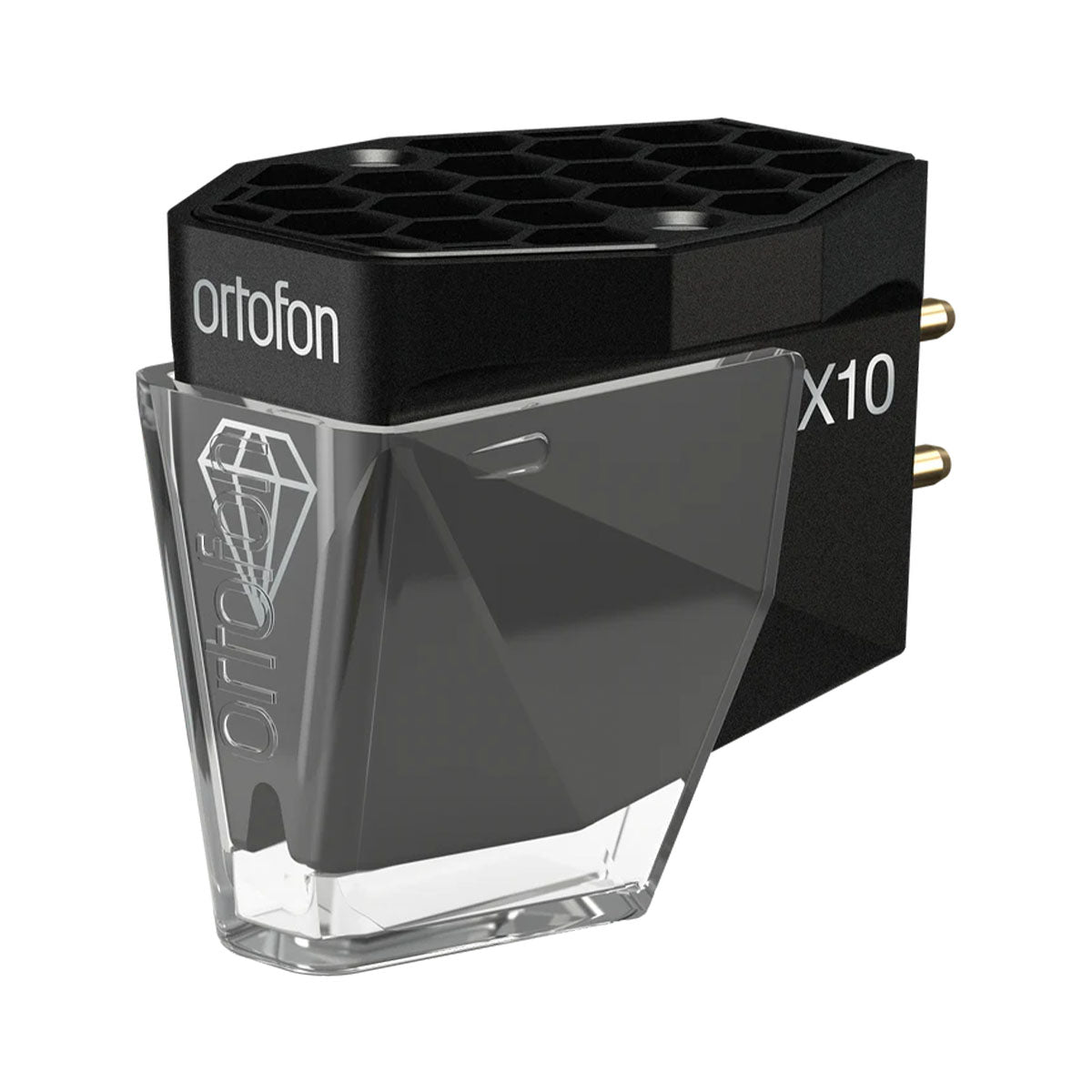 Ortofon MC X10 Moving Coil Cartridge - angled front view with sylus guard