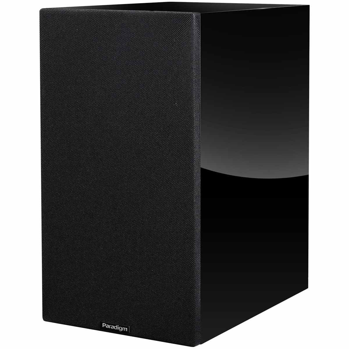 Paradigm Premier 220B V2 Bookshelf Speaker - Each piano black angled front view with grille