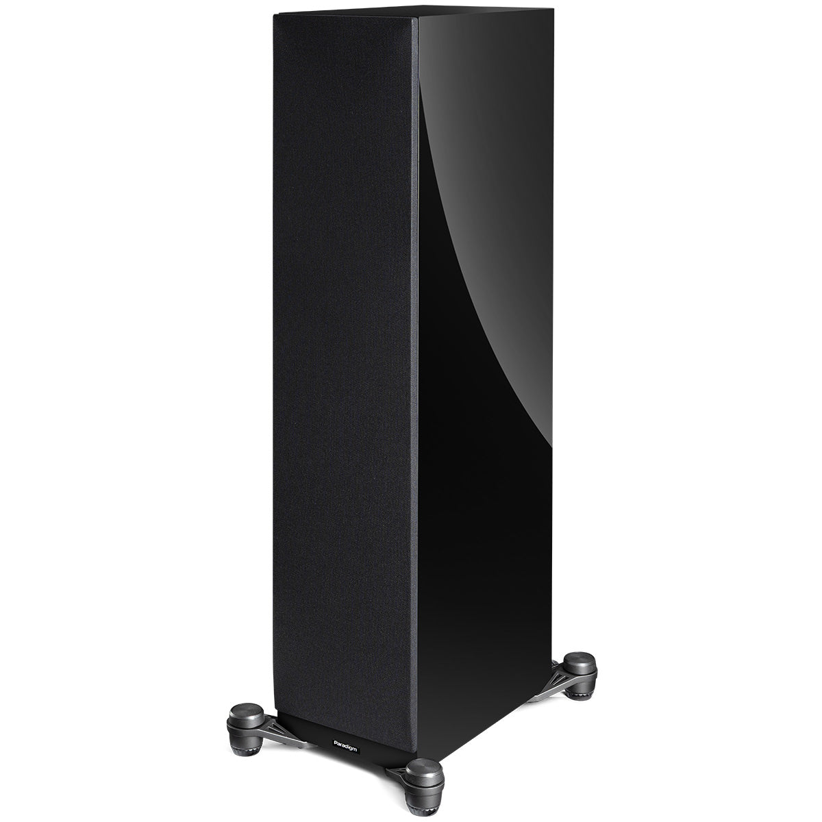 Paradigm Premier 720F V2 Floorstanding Speaker - Each piano black angled front view with grille