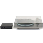 Rega Planar 6 RS Special Edition Turntable - front view with closed dustcover and record mat, separate phono stage to left