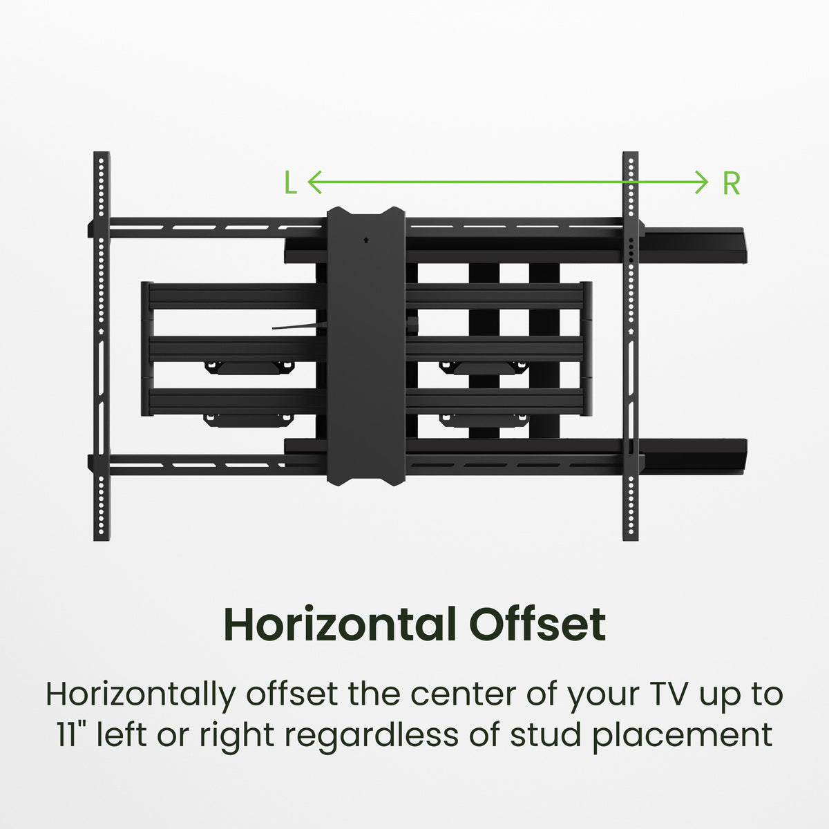 TV wall mount with horizontal offset feature on a white background