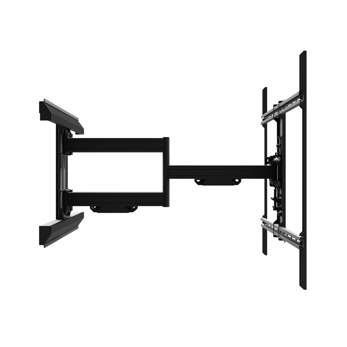 Black TV wall mount on a white background