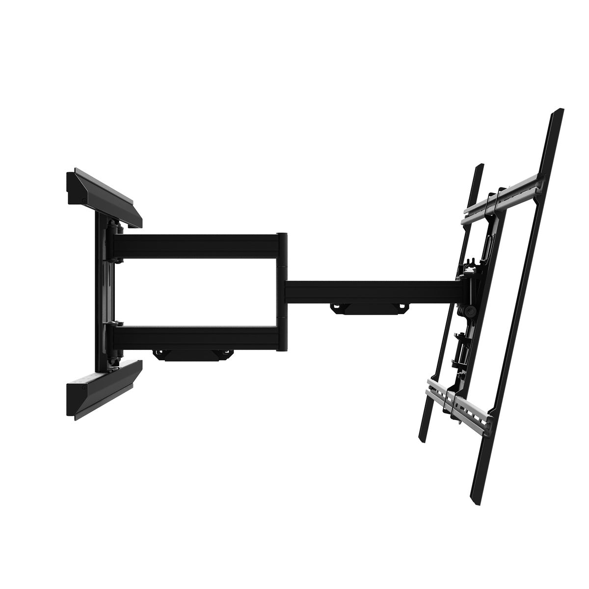 Black TV wall mount on a white background