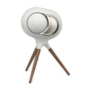 Devialet Phantom Ultimate 108 dB High-End Connected Speaker - Light Pearl - speaker on Devialet Light Pearl Treepod stand facing left