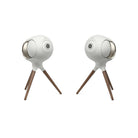 Devialet Phantom Ultimate 108 dB High-End Connected Speaker - Light Pearl - pair of speakers on Devialet Light Pearl Treepod stands facing inwards