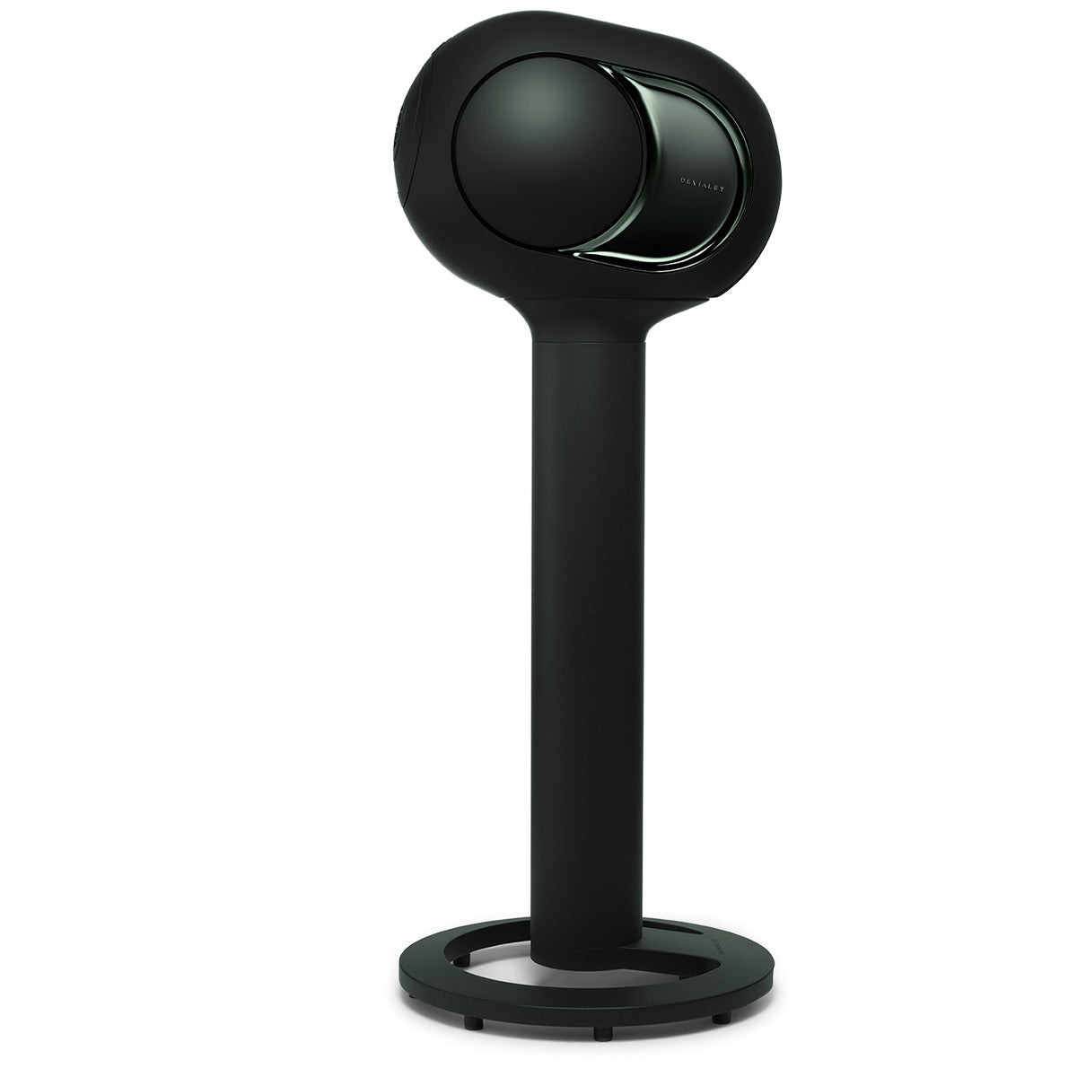 Devialet Phantom Ultimate 108 dB High-End Connected Speaker - Deep Forest - speaker on Devialet Tree stand facing left